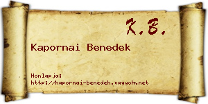 Kapornai Benedek névjegykártya